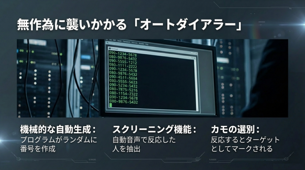 自動音声による無作為発信のメカニズム